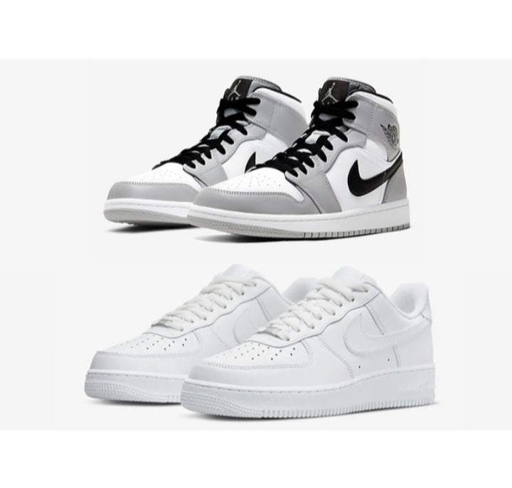 Air Jordan 1"Grey"+Air Force 1"White"...COMBO