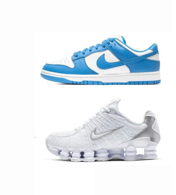 Nike Dunk Low Blue+Nike Shox XL White....COMBO