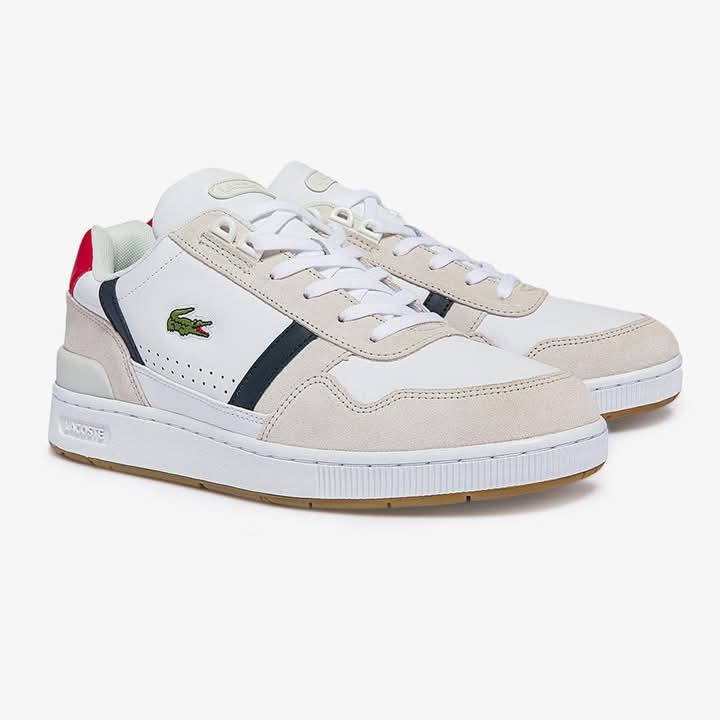 Lacoste T-Clip Tricolour Leather And Suede Trainers
