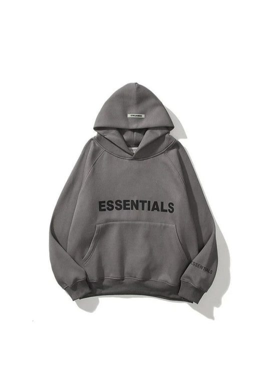 Fear of god essentials 3D silicon applique pullover hoodie "Dark Grey"