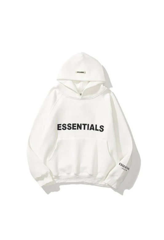 Fear of god essentials 3D silicon applique pullover hoodie "White"