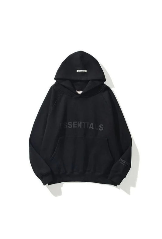 Fear of god essentials 3D silicon applique pullover hoodie "Black"